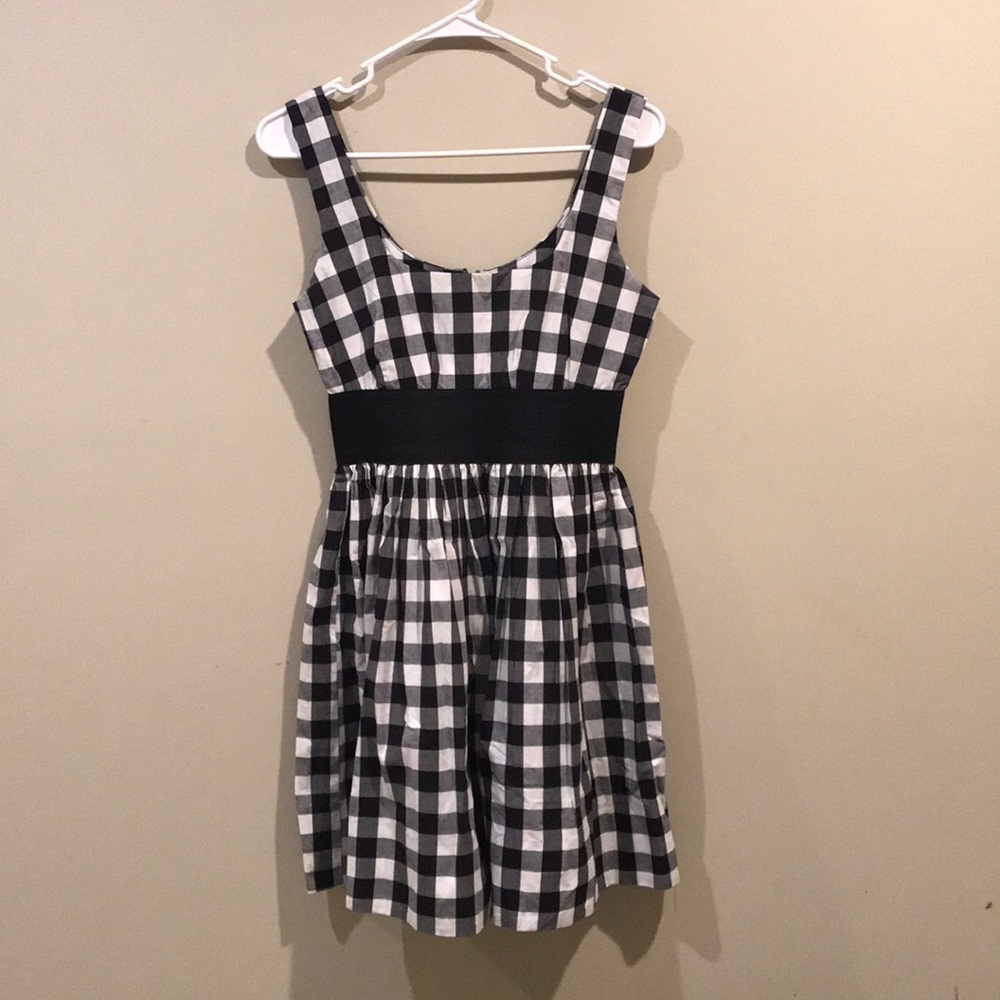 Aqua Black and white gingham dress size M